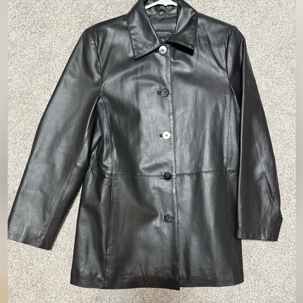 Bernardo Midnight Black Leather Coat